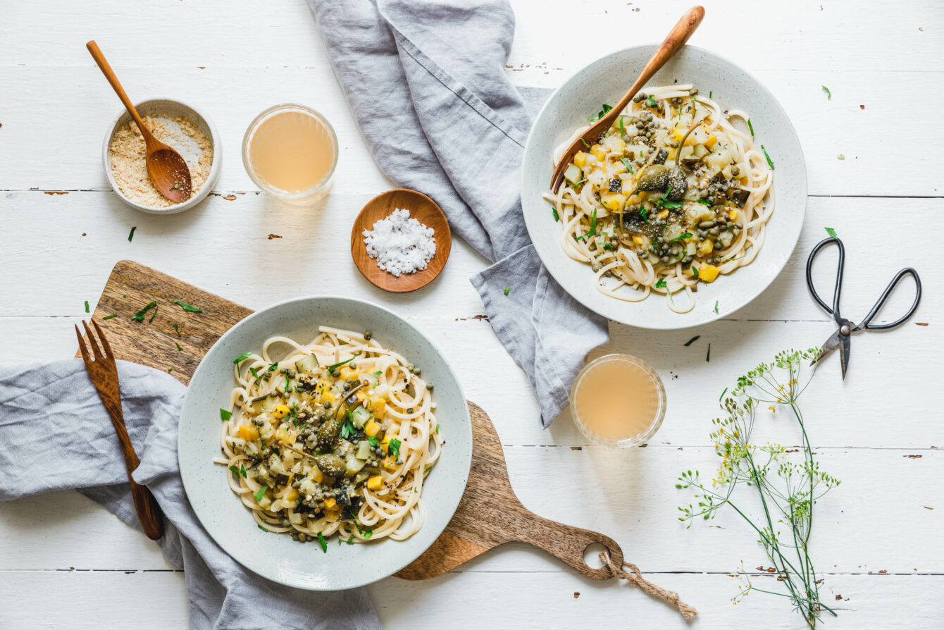 Spaghetti mit cremigem Zucchini-Ragout