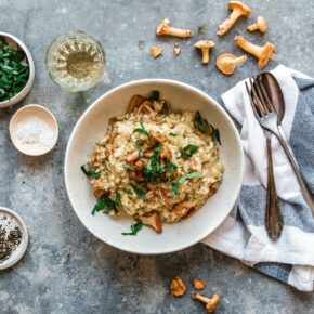 Veganes Risotto mit Pfifferlingen