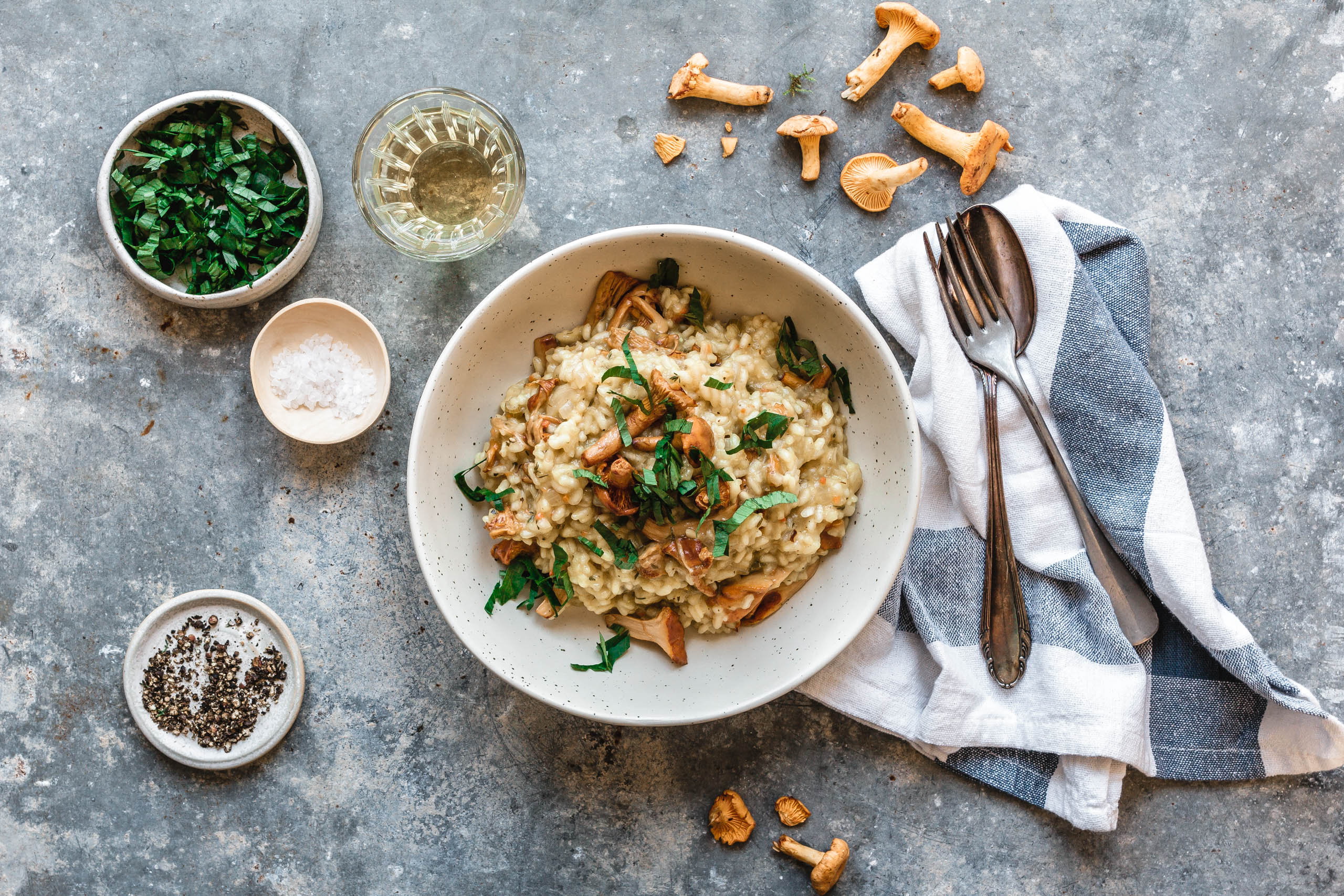 Veganes Risotto mit Pfifferlingen