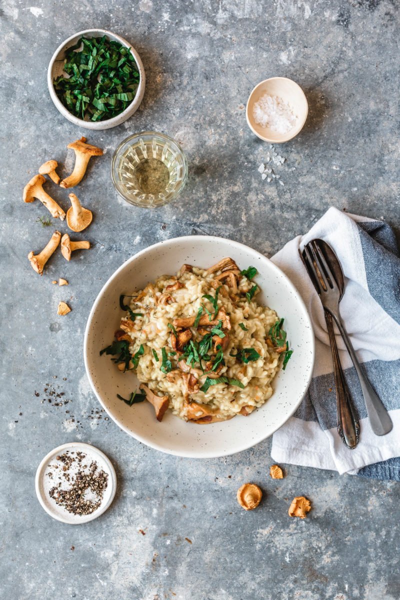 Veganes Risotto mit Pfifferlingen