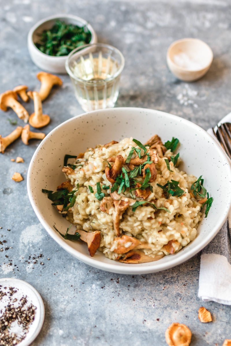 Veganes Risotto mit Pfifferlingen