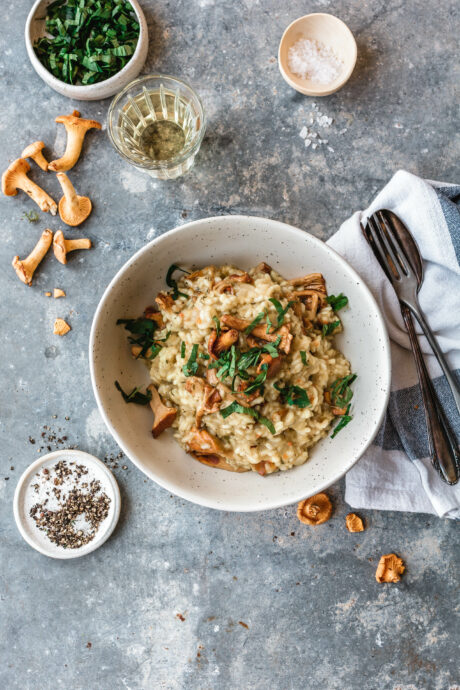 Veganes Risotto mit Pfifferlingen