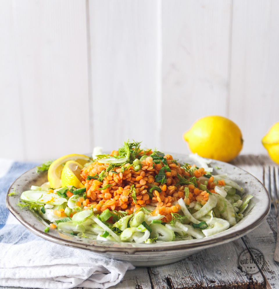 Fenchelsalat mit Linsengemüse