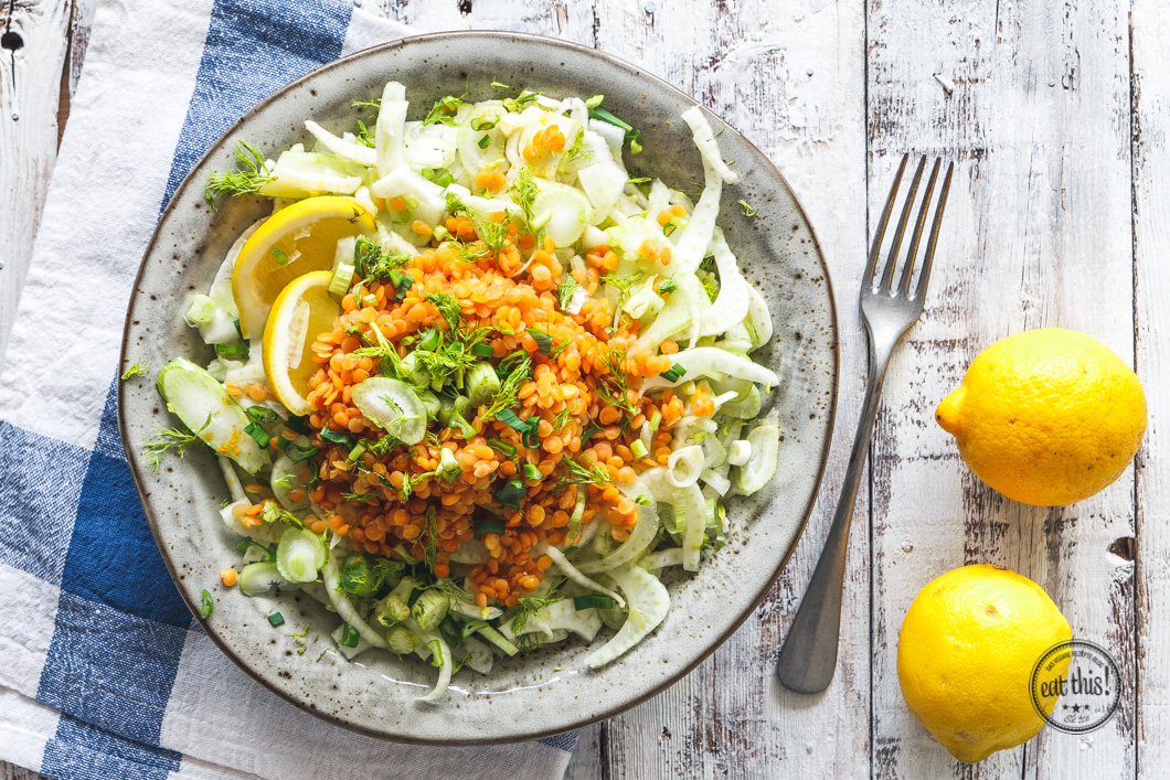 Fenchelsalat mit Linsengemüse