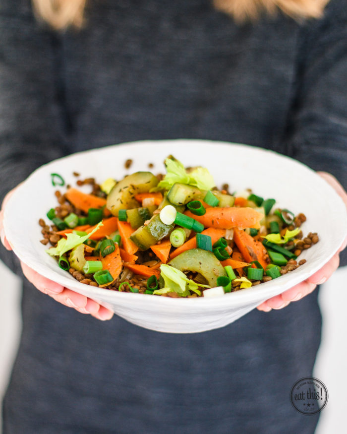 Puy-Linsen mit Gemüse