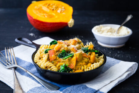 Fusilli mit Kürbis-Spinat-Ragout