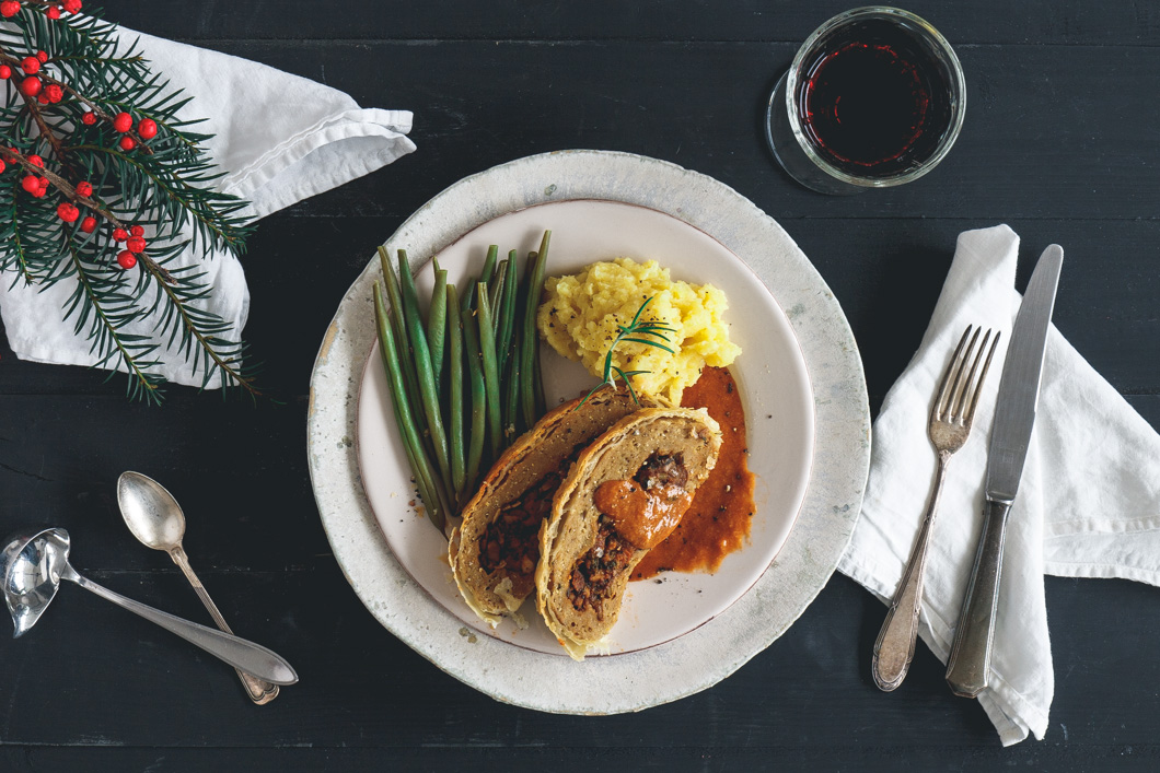 Weihnachtsmenü Hauptspeise Seitanbraten