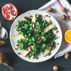 Feldsalat mit Birne, Walnuss & Orangen-Vinaigrette • Weihnachtsmenü 2014