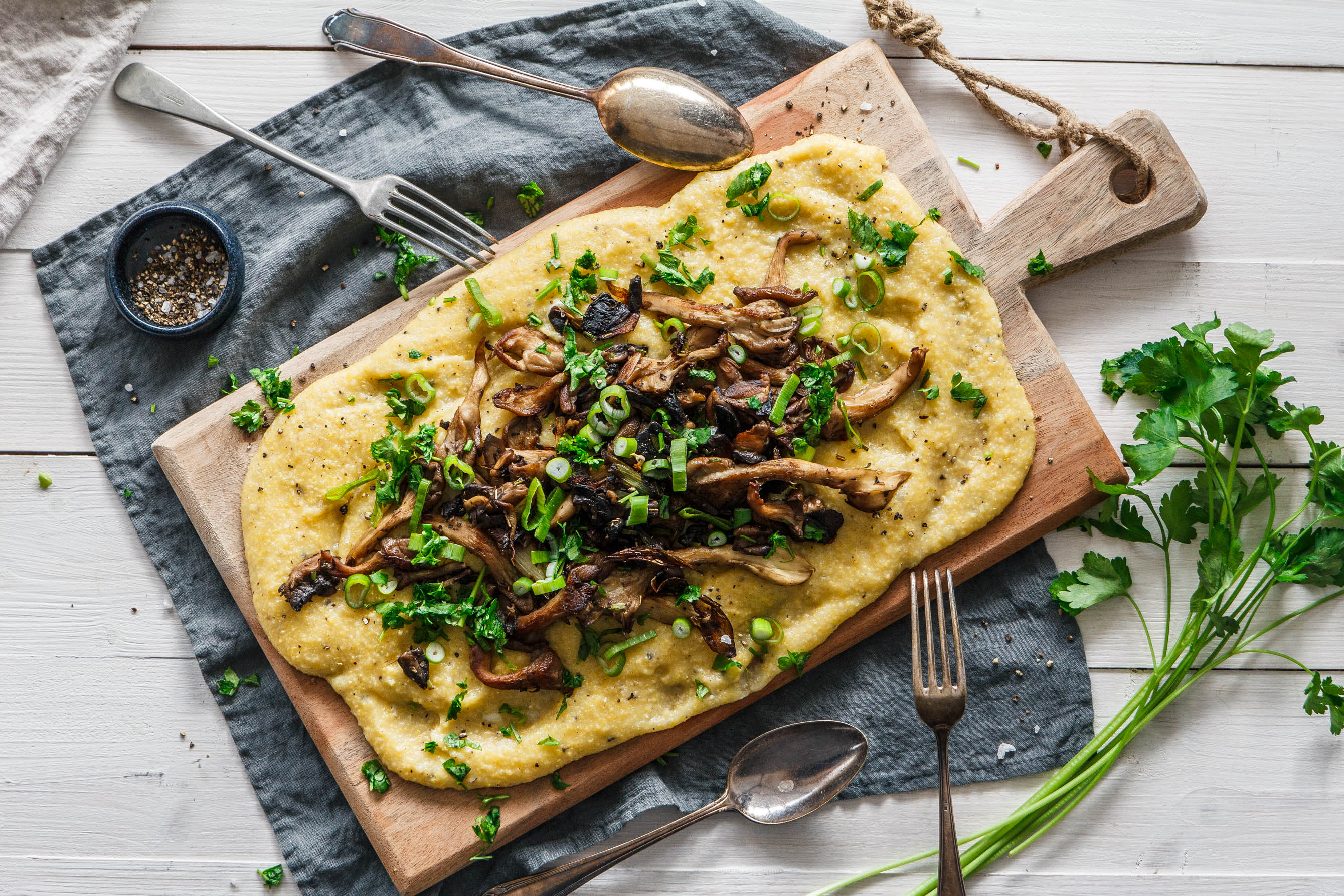 Cremige Polenta mit Austernpilzen