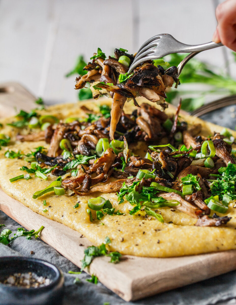 Cremige Polenta mit Austernpilzen