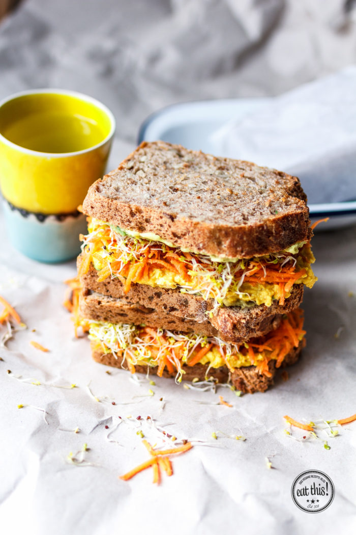 Vollkornsandwich mit Kurkuma-Currysalat & 48h in Antwerpen