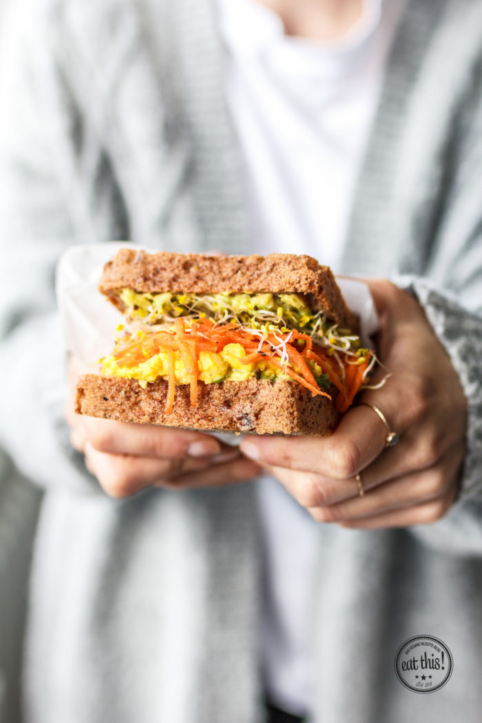 Vollkornsandwich mit Kurkuma-Currysalat & 48h in Antwerpen