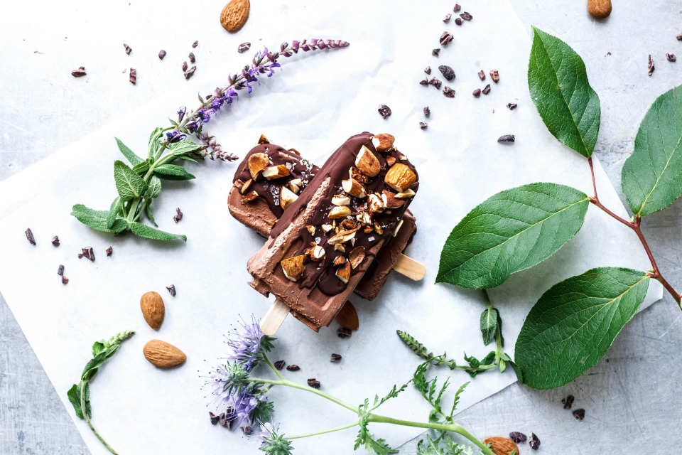 Vegane Double-Nut Schoko-Popsicles
