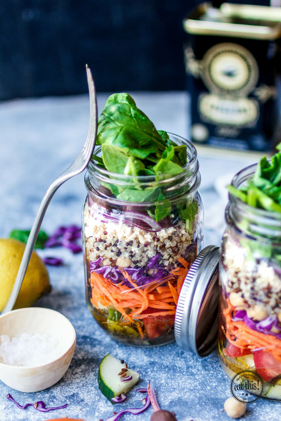 Griechischer Salat im Glas