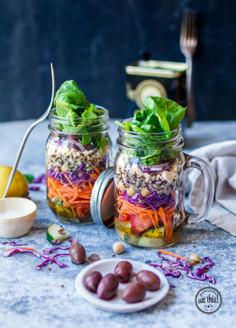 Griechischer Mason Jar Salat-6
