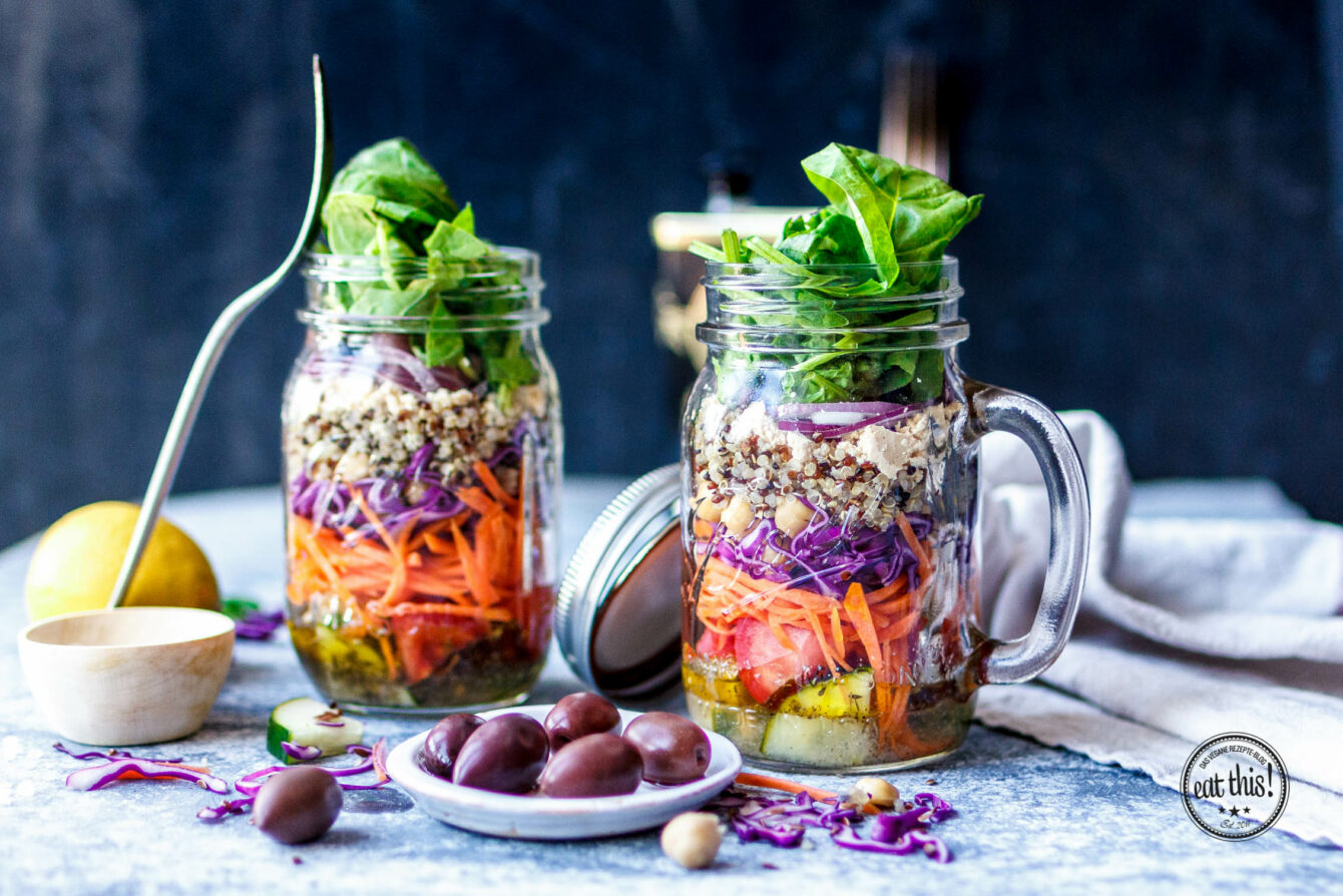 Griechischer Salat im Glas