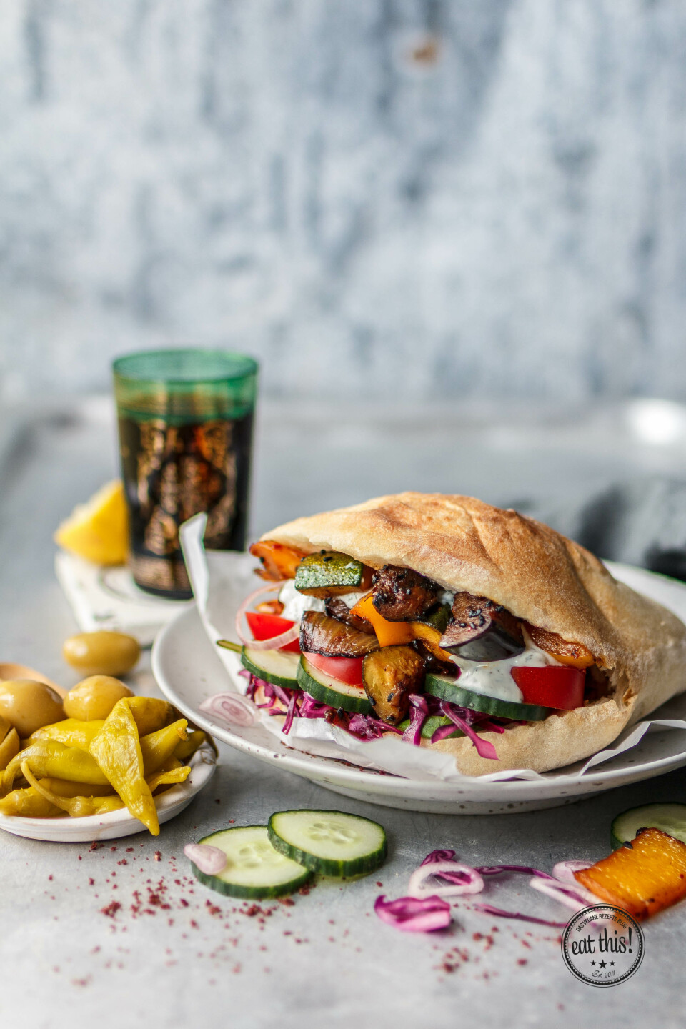 Gemüsedöner mit Aubergine, Zucchini & Paprika