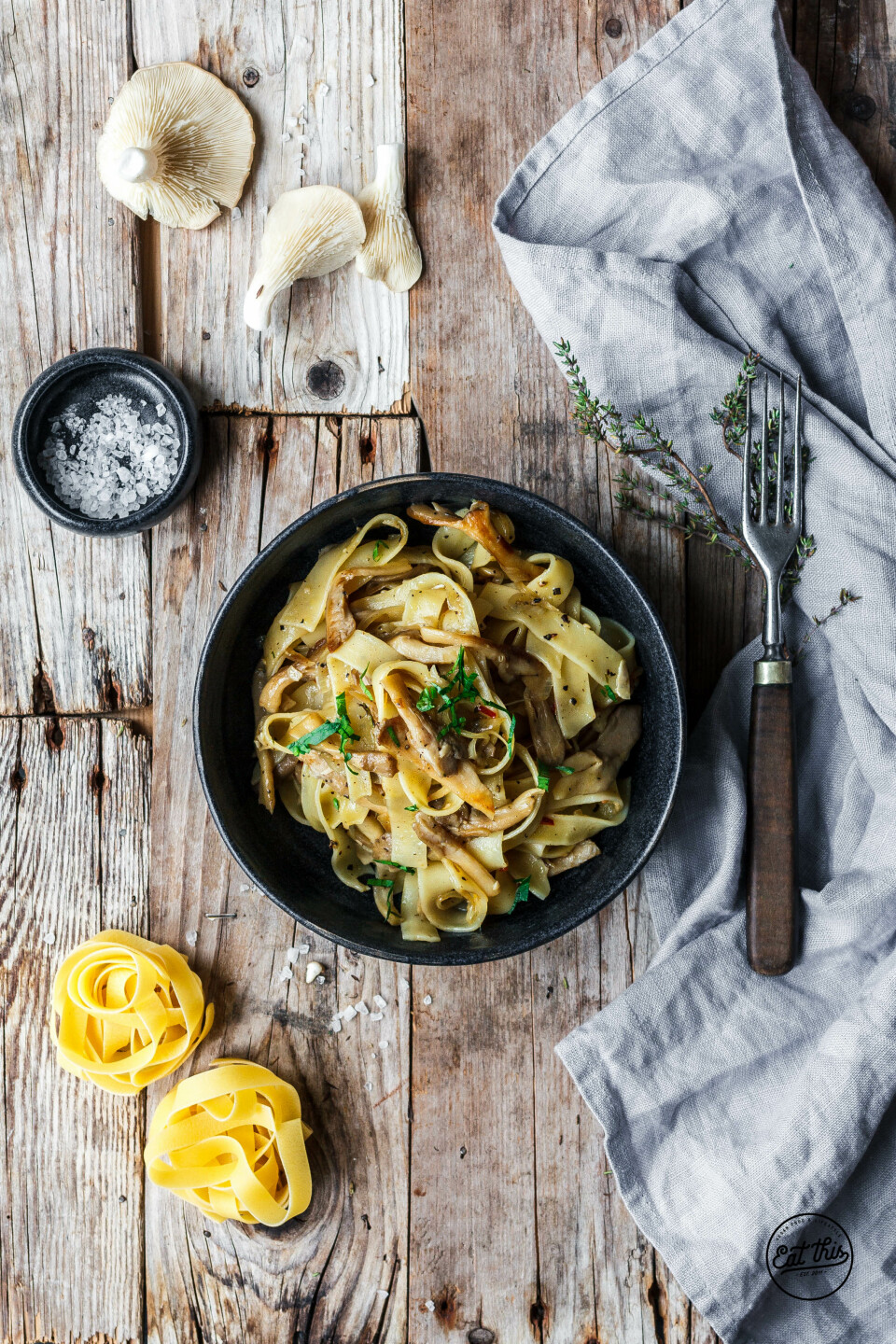 Fettuccine mit Austernpilzen & Thymian