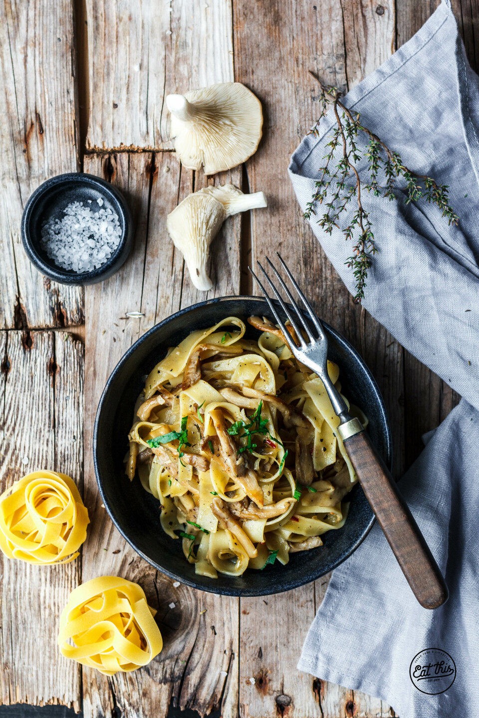 Fettuccine mit Austernpilzen & Thymian