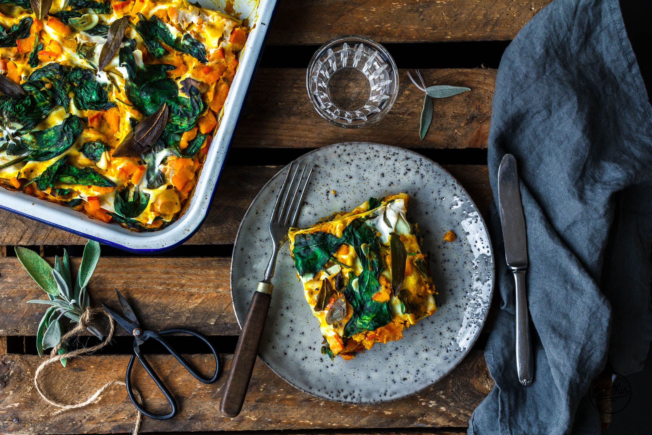 Saftige Kürbislasagne mit Spinat & Salbei