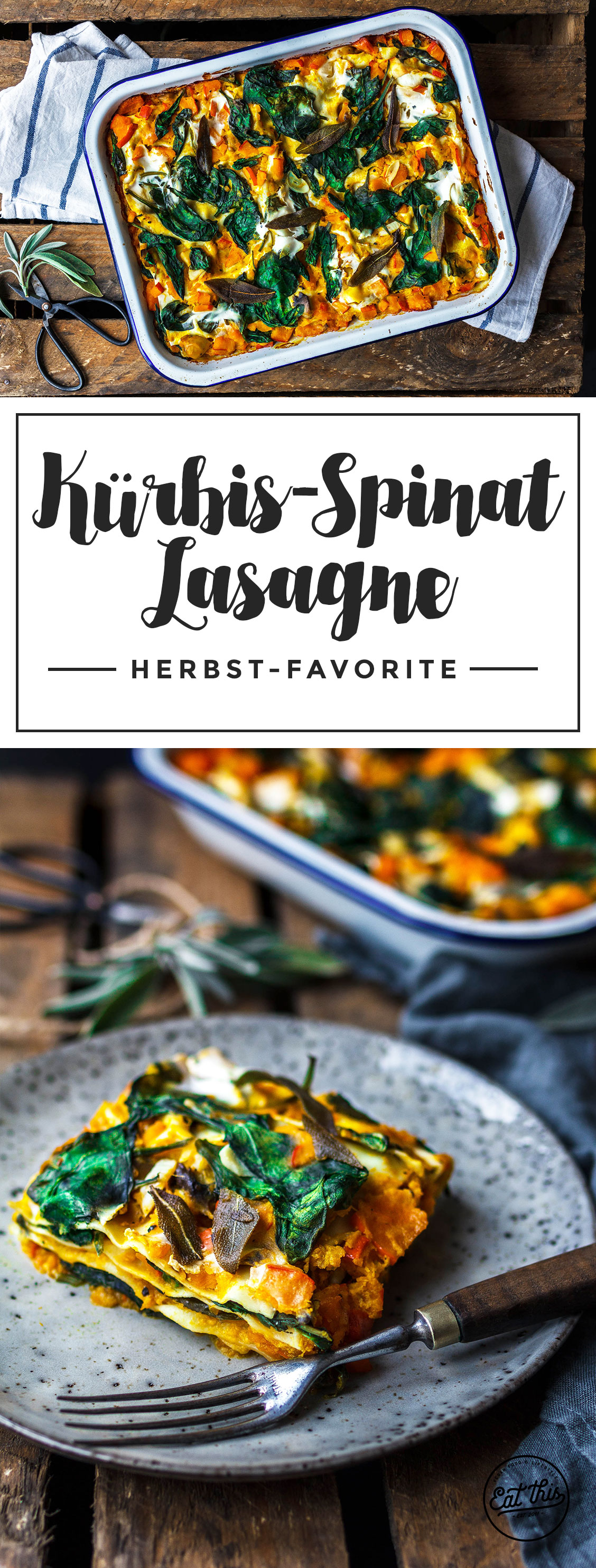 Saftige Kürbislasagne mit Spinat & Salbei