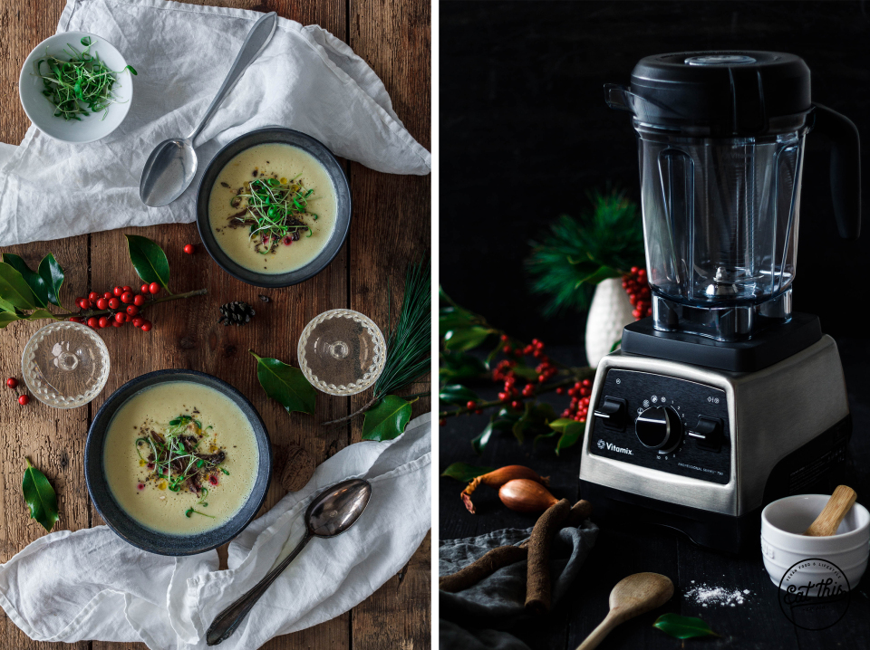 Schwarzwurzelsuppe mit gerösteten Austernpilzen & Kresse • Weihnachtsmenü 2016