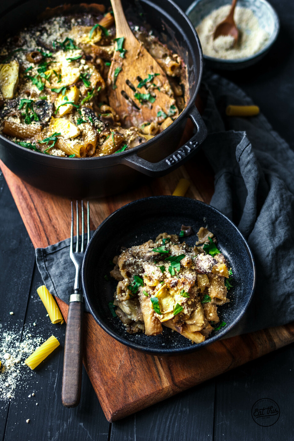 Pastaauflauf mit Pilzen & Artischocken