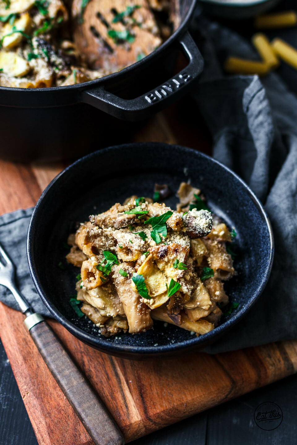 Pastaauflauf mit Pilzen & Artischocken