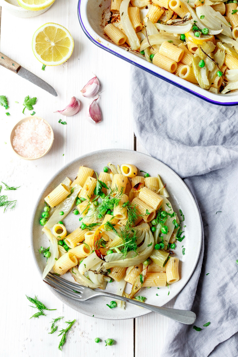 Rigatoni mit geröstetem Zitronenfenchel