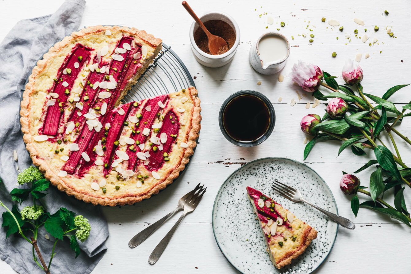 Veganer Rhabarber-Käsekuchen