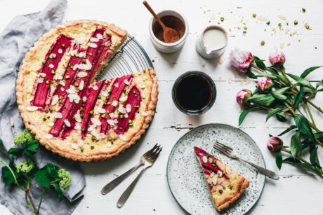 Veganer Rhabarber-Käsekuchen