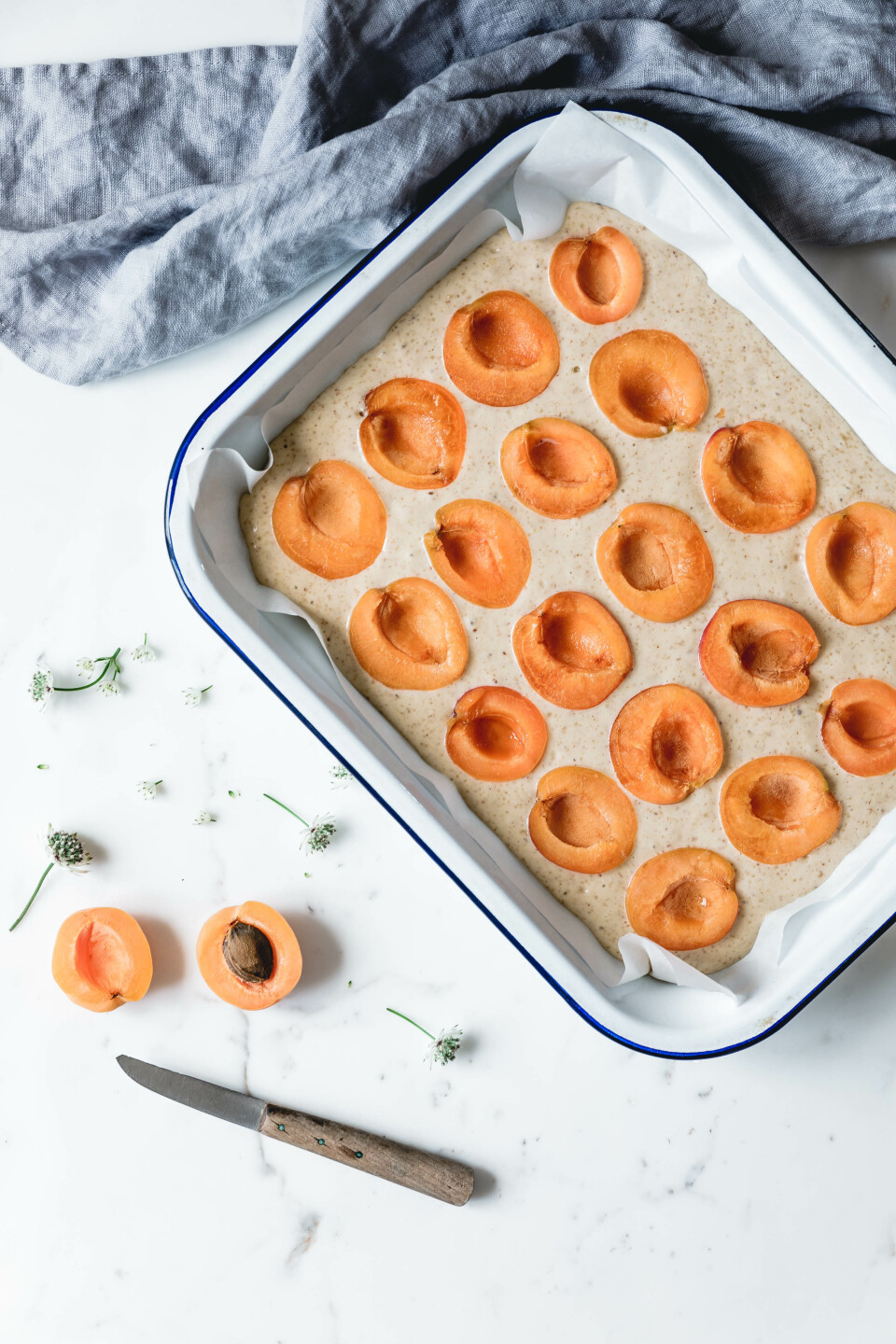 Schneller Aprikosenkuchen mit Olivenöl & Mandeln