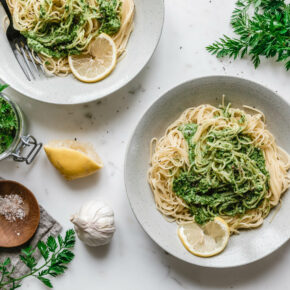 Capellini mit Karottengrün-Pesto