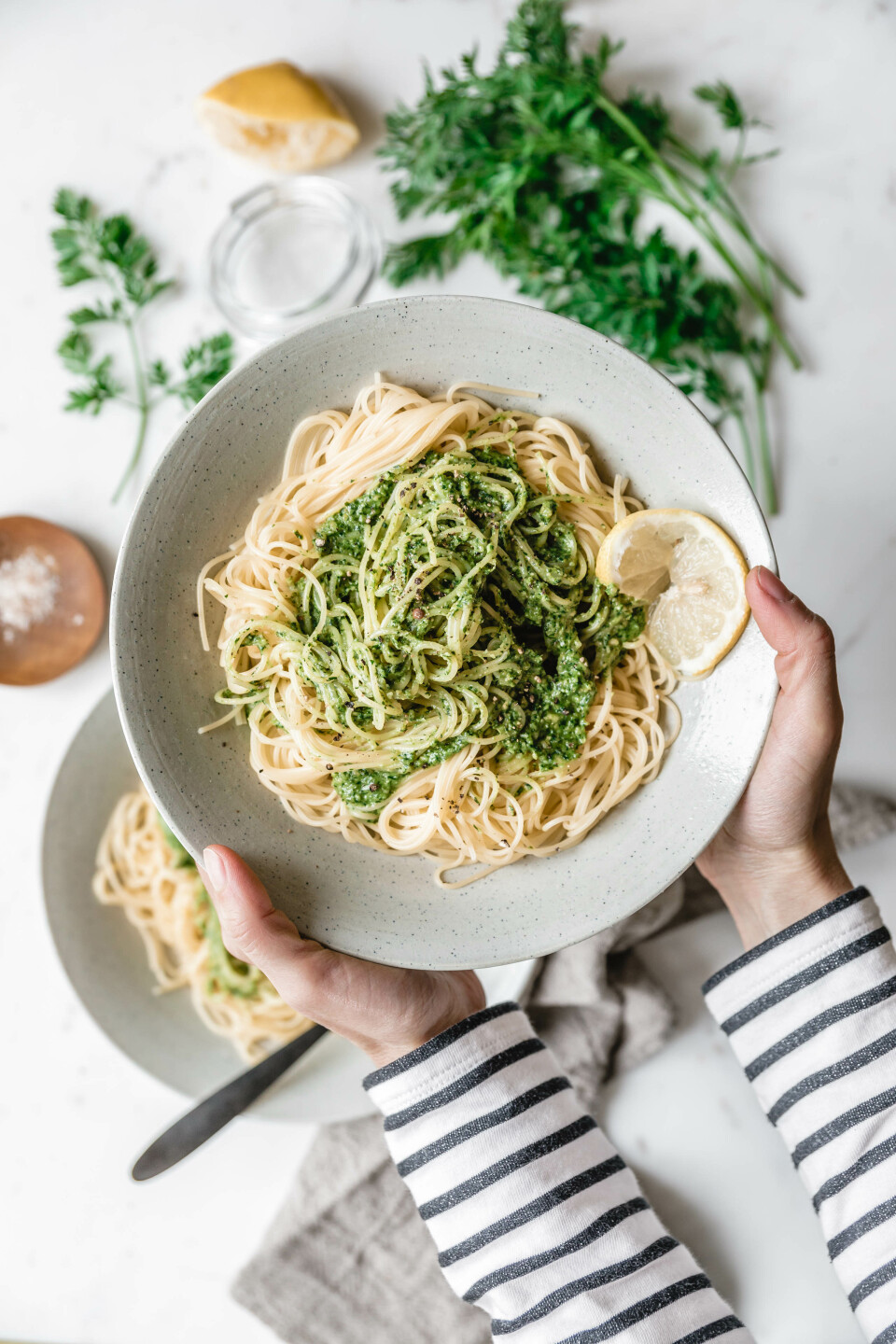 Capellini mit Karottengrün-Pesto