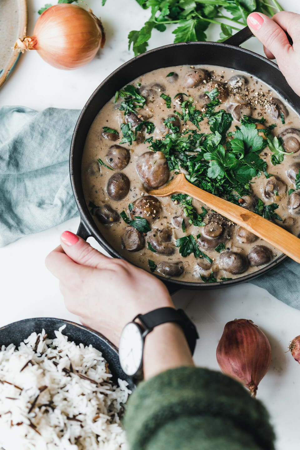 Cremige, vegane Rahmchampignons