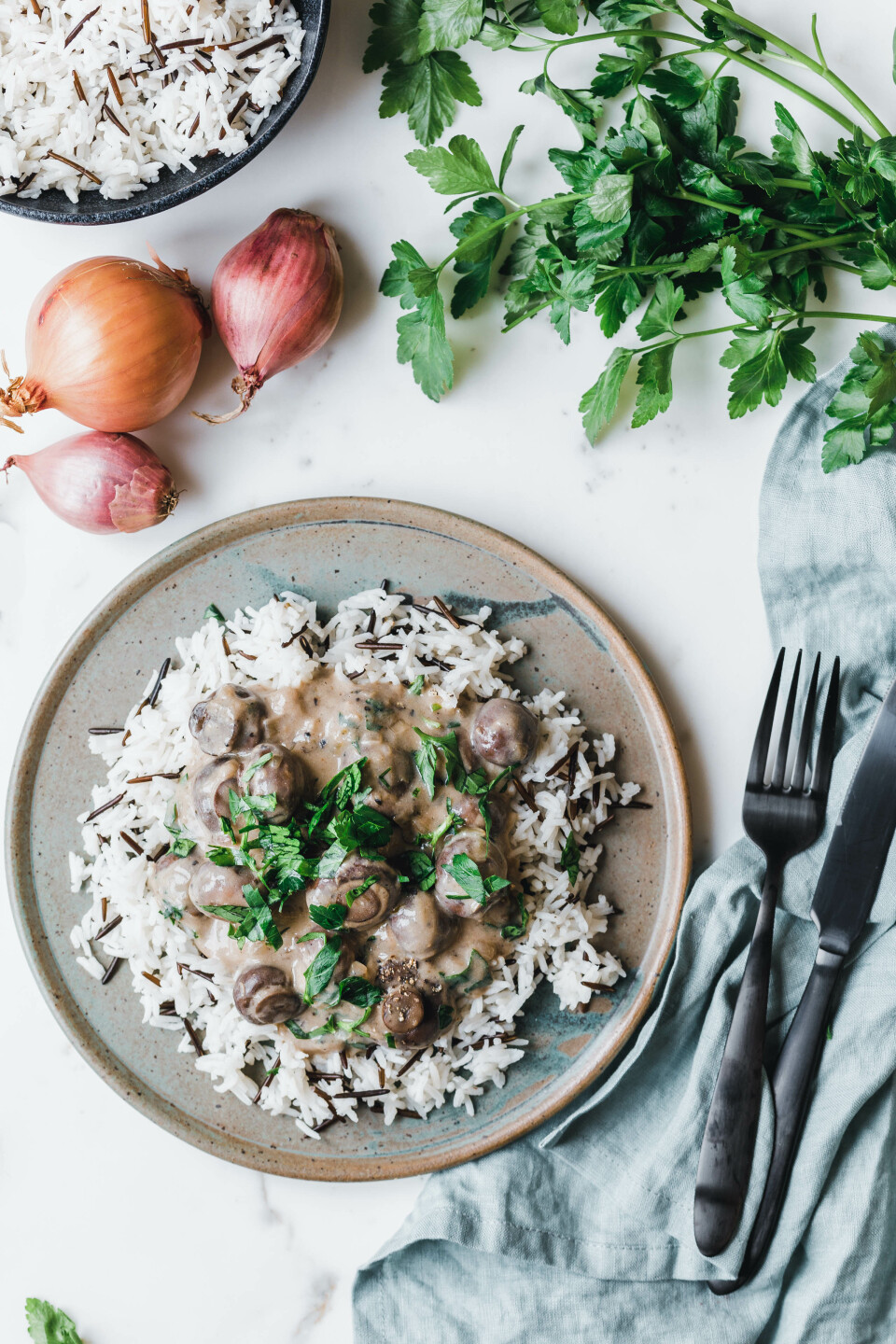 Cremige, vegane Rahmchampignons