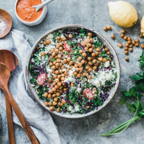 Blumenkohl-Taboulé mit Rotkraut & gerösteten Kichererbsen