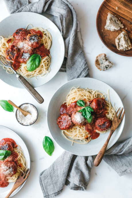 Spaghetti mit veganen Meatballs