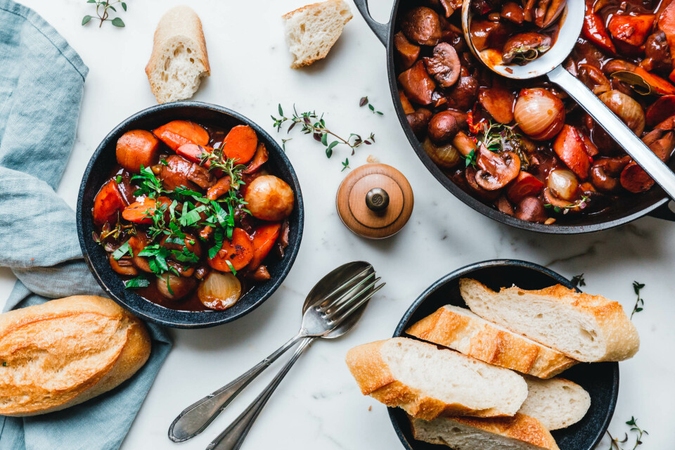 Pilzgulasch à la bourguignonne