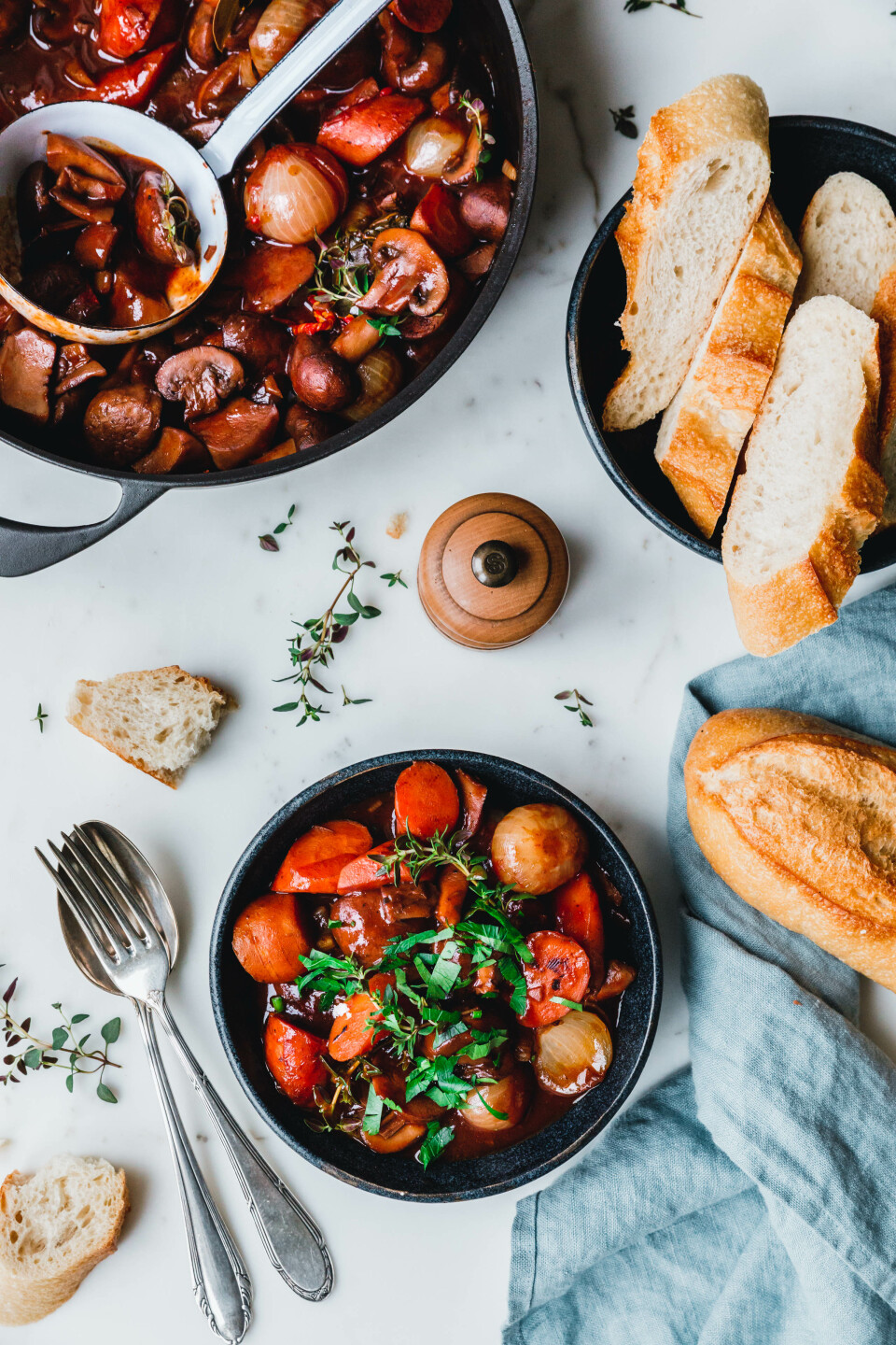 Pilzgulasch à la bourguignonne