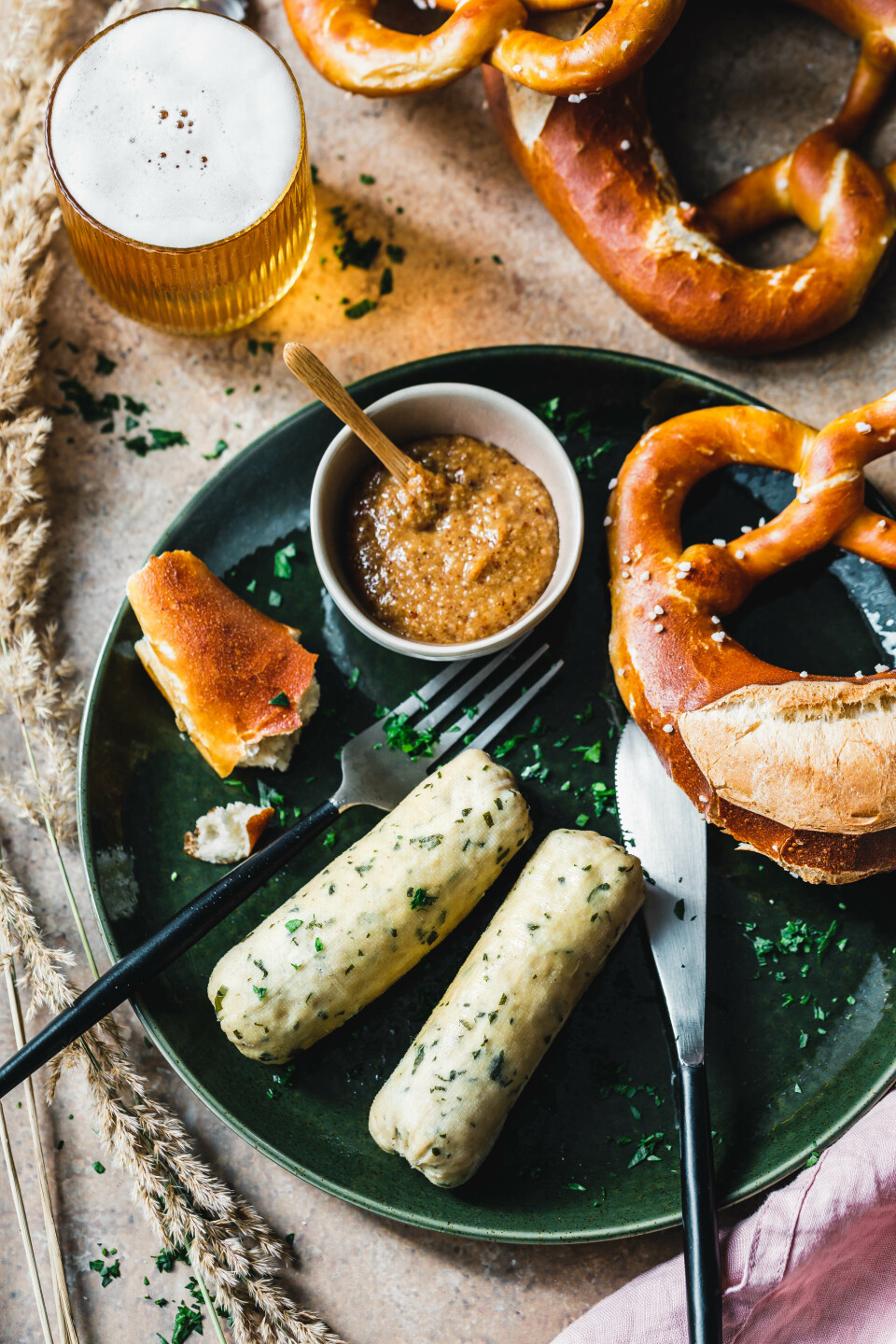 Vegane Weißwurst aus Tofu und Seitan