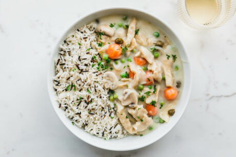 Cremiges Seitan-Frikassee mit Kapern