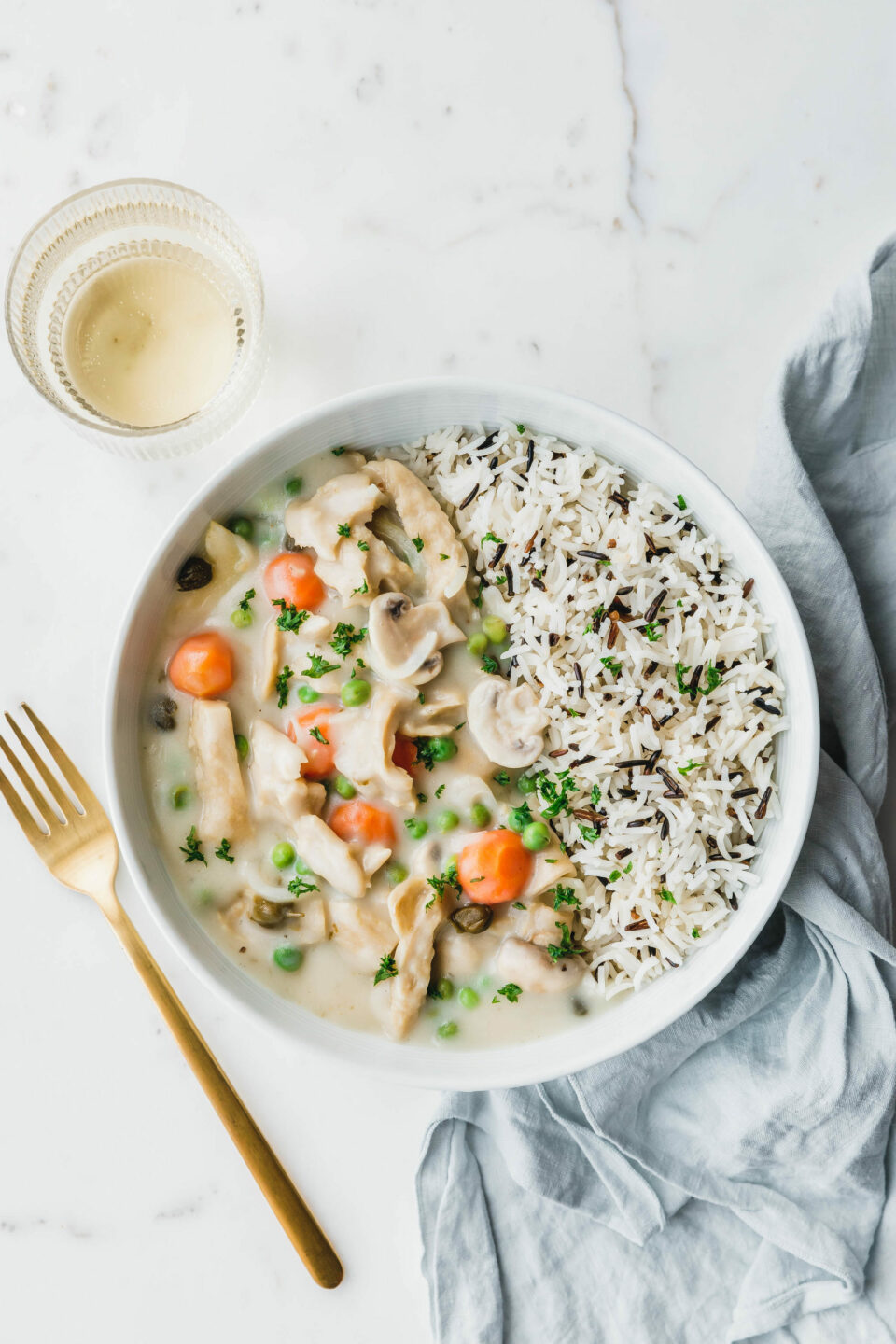 Cremiges Seitan-Frikassee mit Kapern