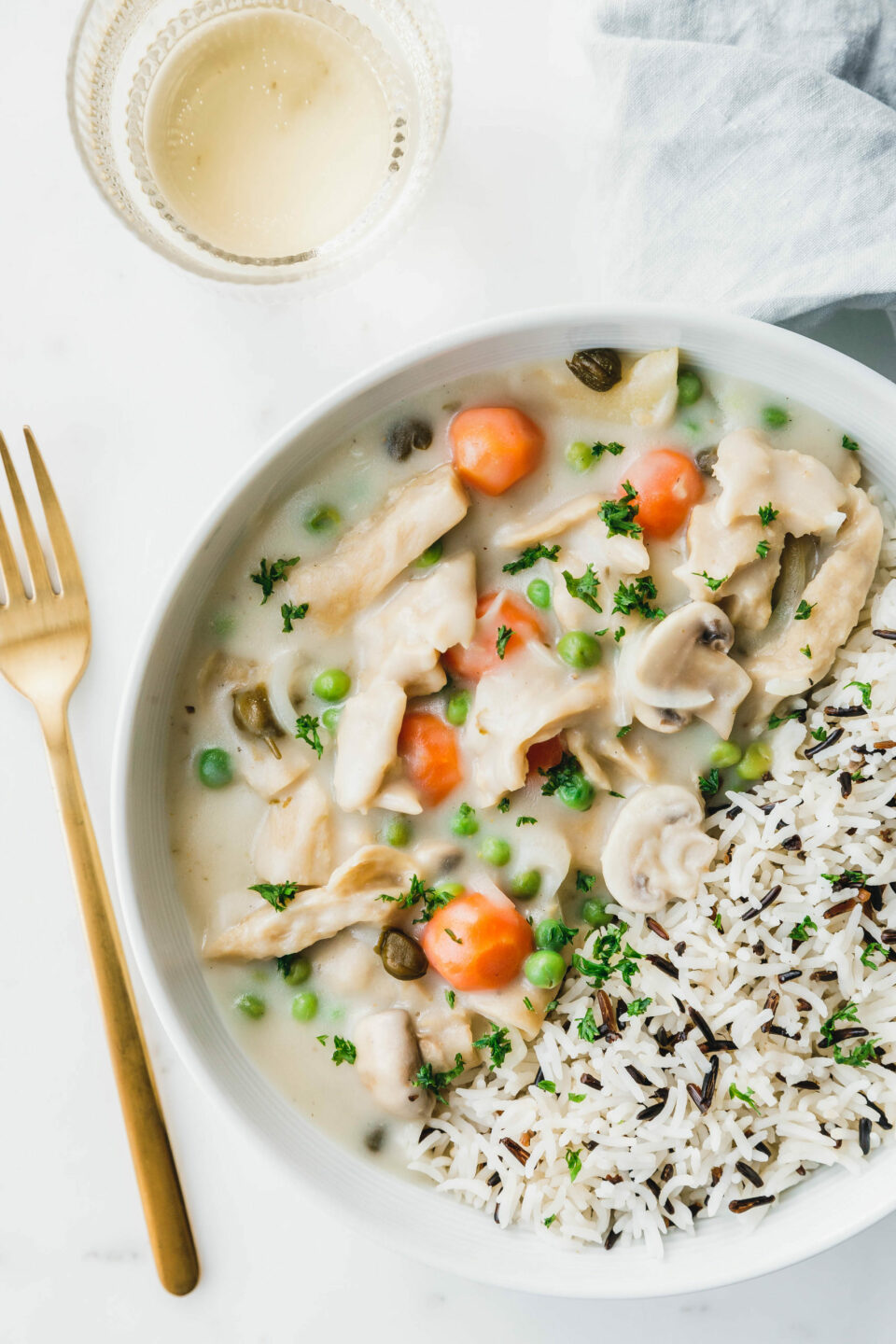 Cremiges Seitan-Frikassee mit Kapern