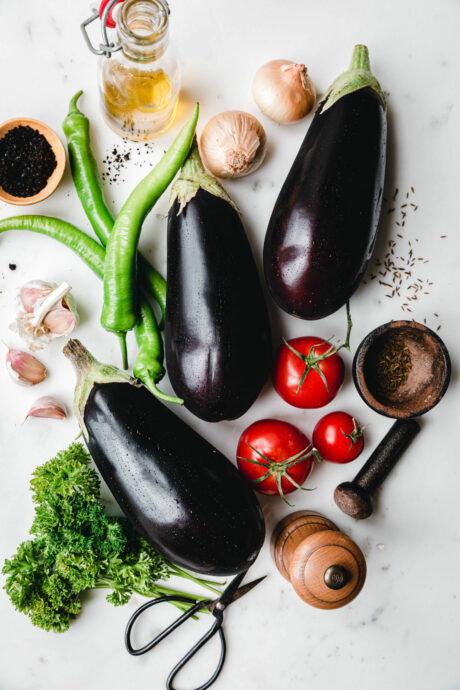 Auberginen, Tomaten, Paprika, Olivenöl