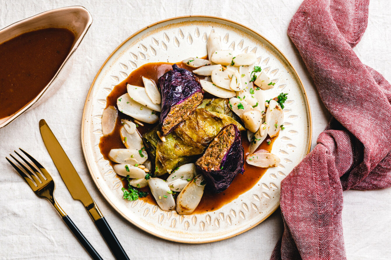 Kohlrouladen mit Kürbis-Nuss-Füllung