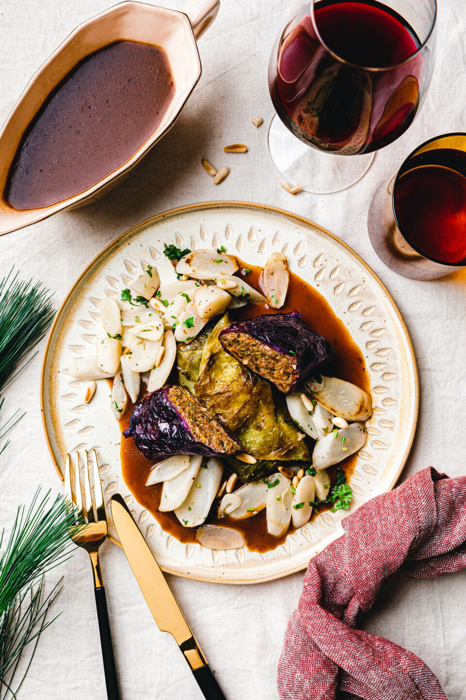 Kohlrouladen mit Kürbis-Nuss-Füllung