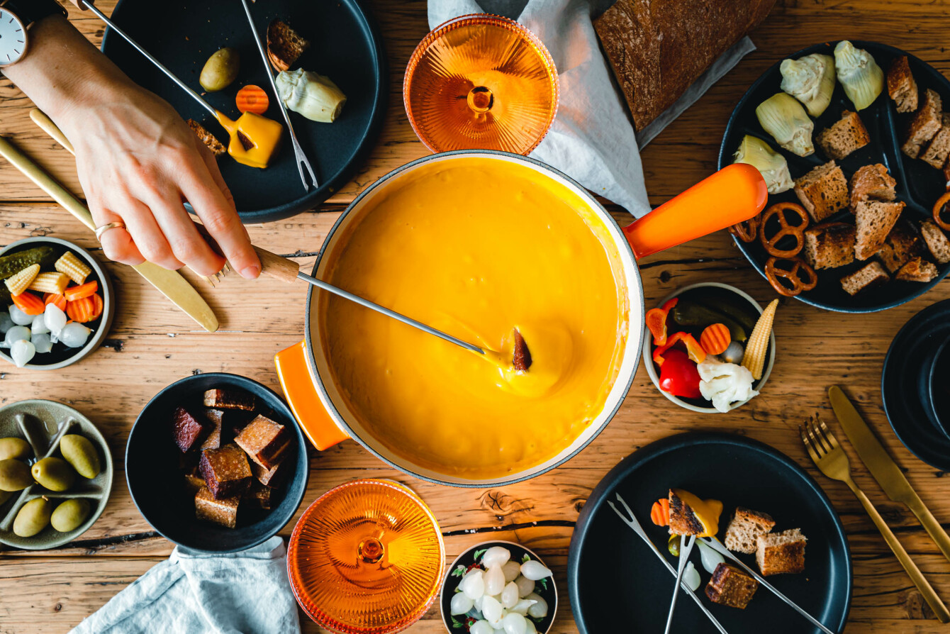 Veganes Bier-Fondue mit Kürbis