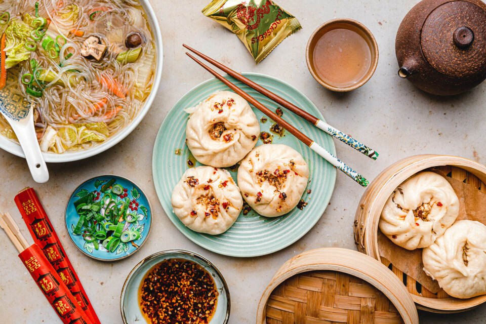Vegane Baozi mit Barbecue-Tofu-Füllung