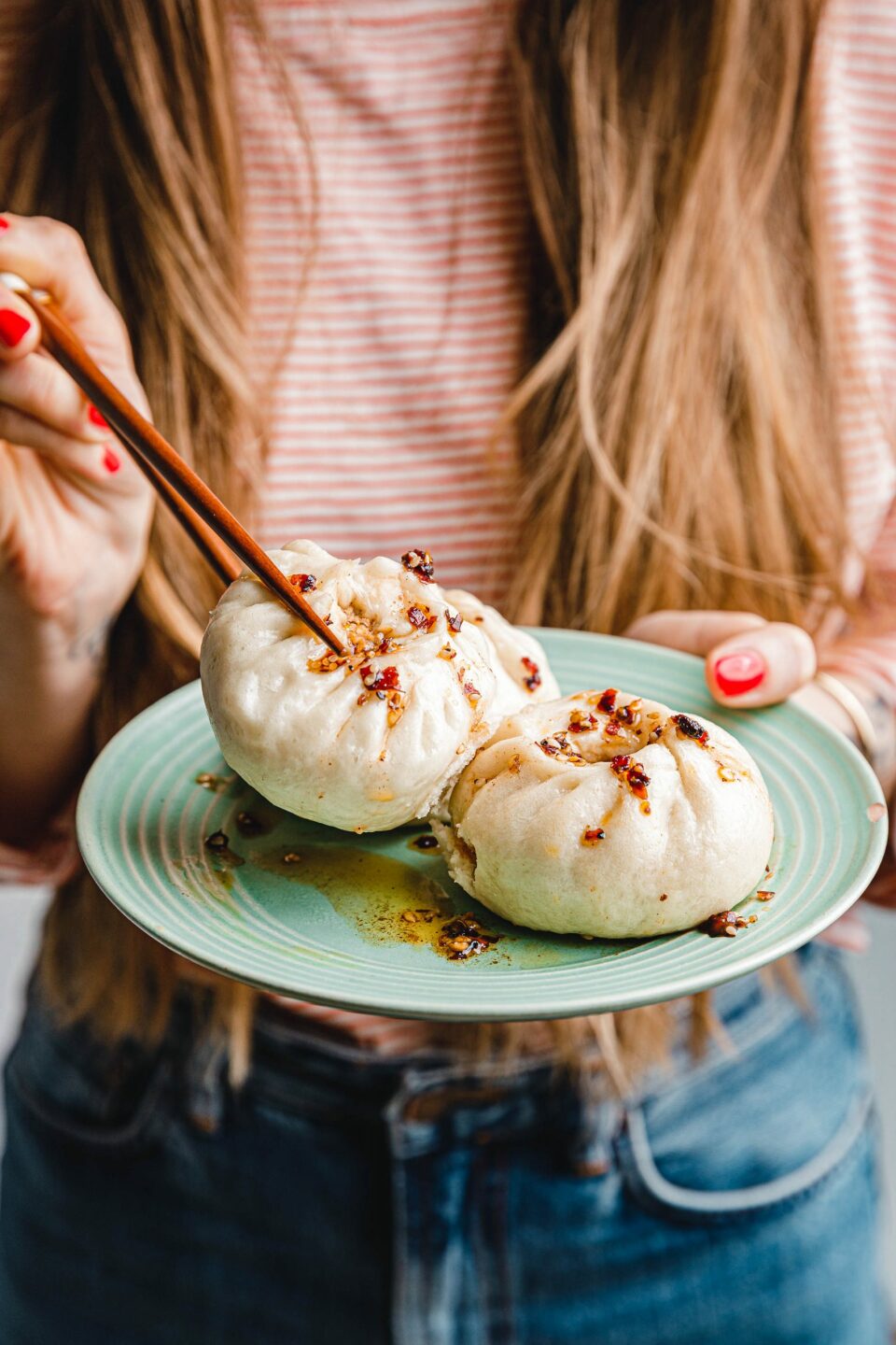 Vegane Baozi mit Barbecue-Tofu-Füllung